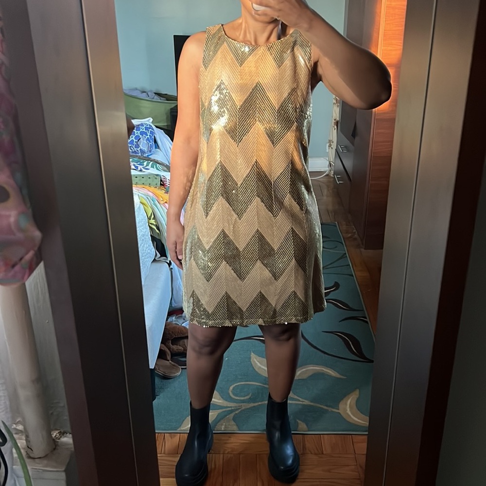 BB Dakota Gold Sequin Mod Style Dress